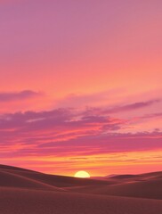 Obraz premium Vibrant hues of orange, pink, and purple dominate the sky as the sun dips below the horizon, casting a warm glow on the landscape, nature, breathtaking, horizon, vibrant colors