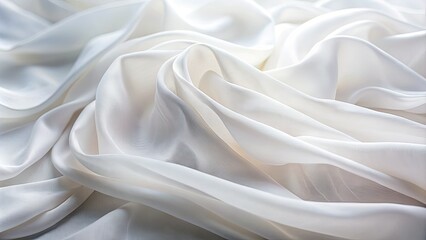 Fototapeta premium White Sheer Fabric Photography: Elegant Drape, Flowing Texture, Light & Shadow, Studio Shot, Fabric Photography, Textile Images, White Cloth, Lightweight Fabric