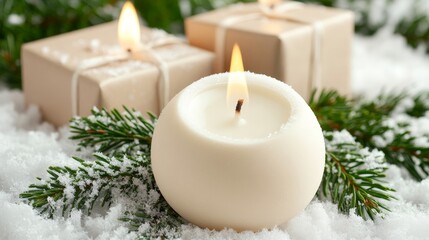 Elegant Holiday Spa Set complete with Bath Bombs, Natural Pine Branches, and a Scented Candle, plus a Beauty Treatment Gift Card for Any Occasion