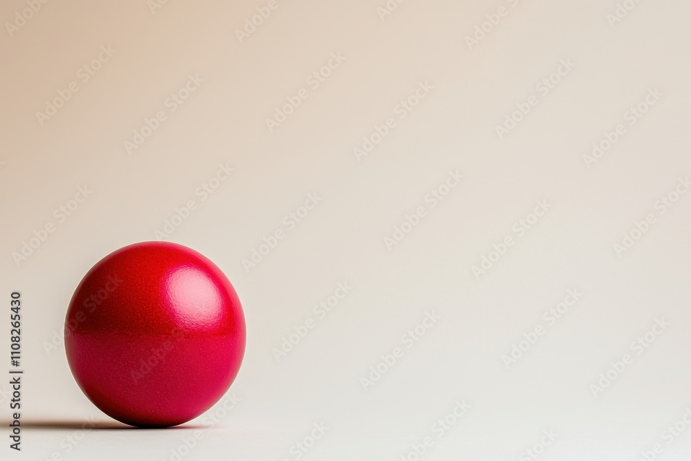 Poster a vibrant red ball on a minimalistic background, emphasizing simplicity and color.