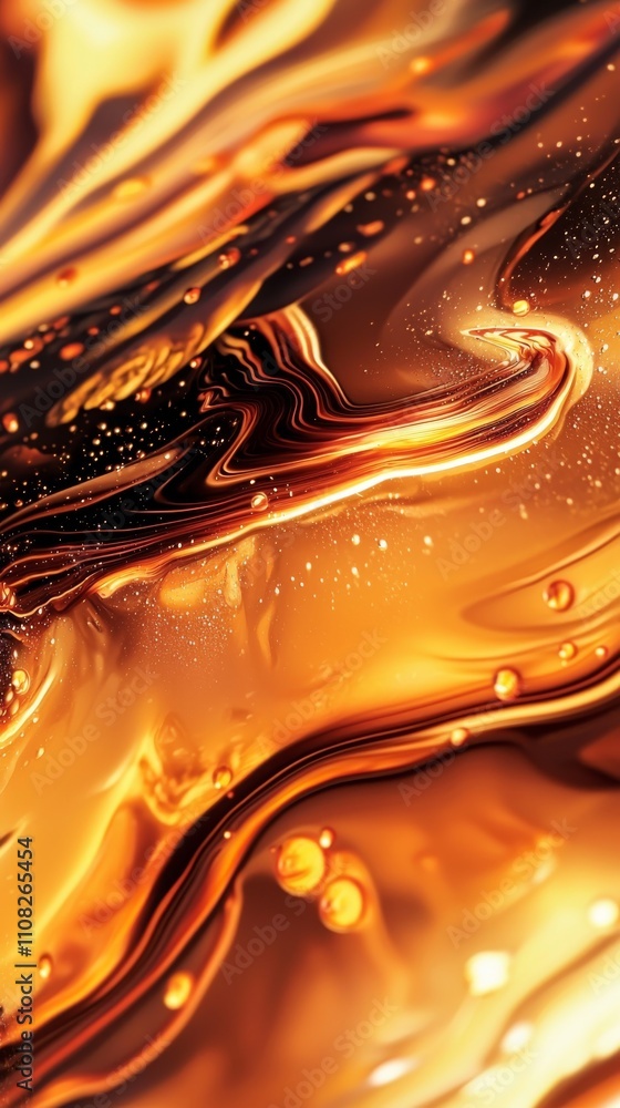 Poster An abstract swirl of golden hues, creating a mesmerizing and dynamic visual of vibrant textures and flowing patterns.