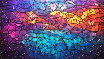 Holographic color stained window glass background