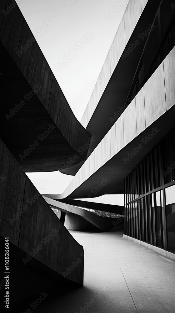 Poster abstract architectural lines create a striking geometric composition in monochrome tones.