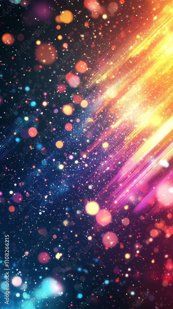 Poster a vibrant abstract background displaying dynamic bursts of color and sparkling light, perfect for a 