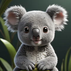 Adorable Baby Koala Bear: A 3D Rendered Image of a Cute Koala