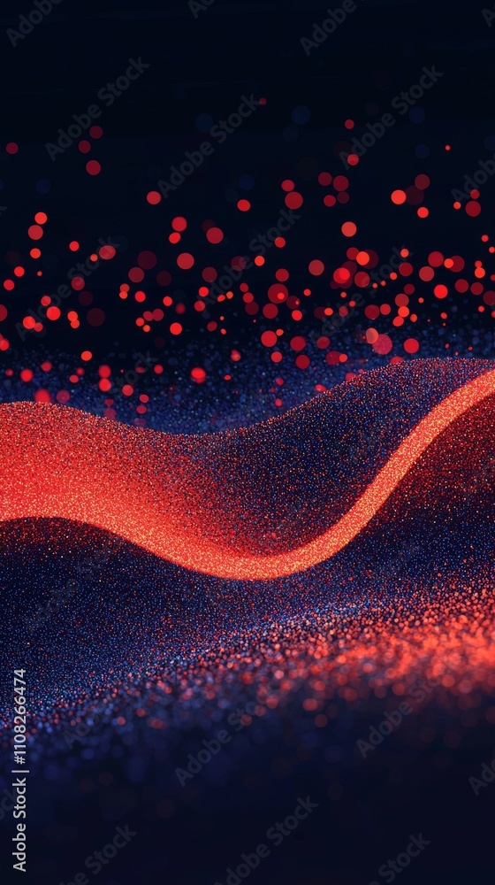 Aufkleber abstract wave of shimmering red and blue particles, creating a mesmerizing visual effect with depth 