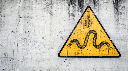 Warning sign for a danger zone with a white background, featuring an animal crossing hazard symbol inside a yellow diamond.