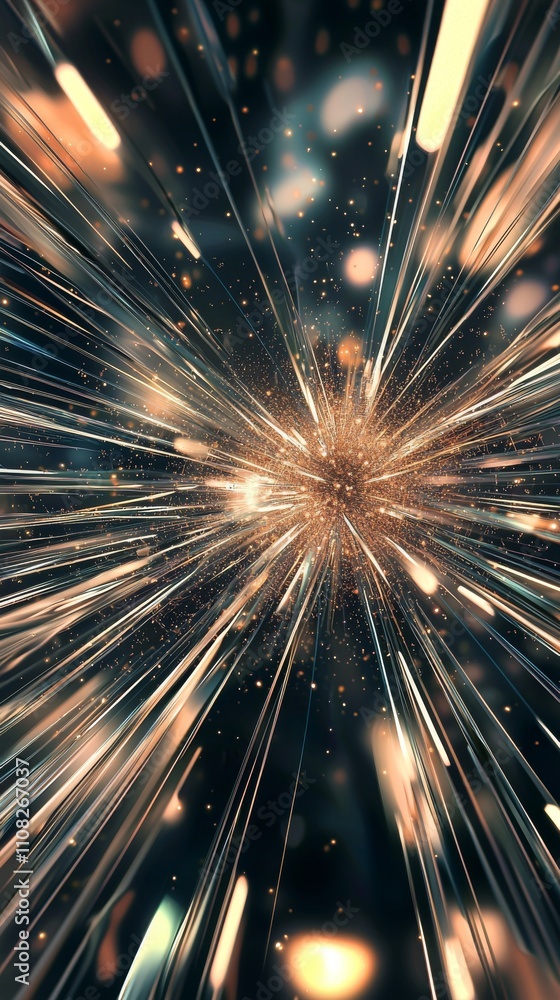 Poster an explosion of light and energy, creating a dynamic burst effect with glowing particles in motion.