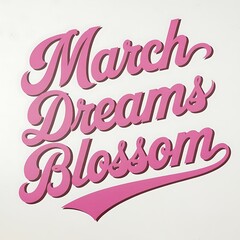 Obraz premium March Dreams Blossom Pink Script Typography Art