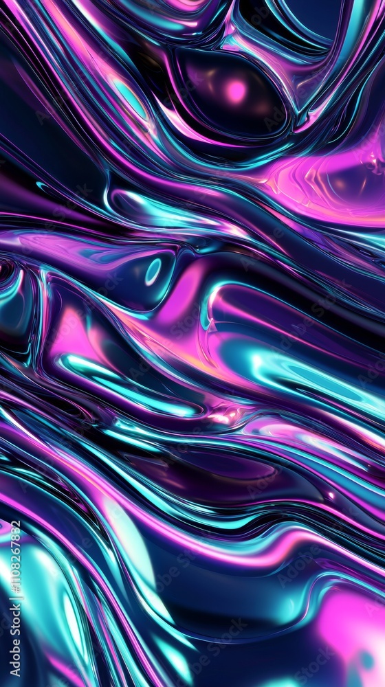 Poster abstract flowing waves of vibrant purple and blue create a mesmerizing and dynamic visual experience