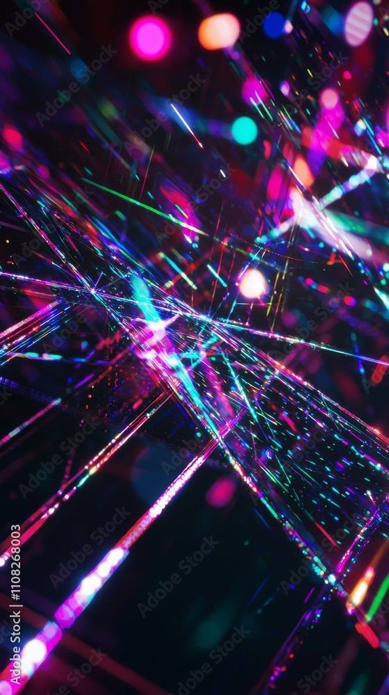 Aufkleber Vibrant abstract light patterns featuring colorful beams and reflections, creating a dynamic visual experience.