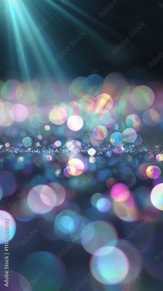 Poster a mesmerizing display of shimmering bokeh lights in vibrant colors, creating a dreamy and ethereal a