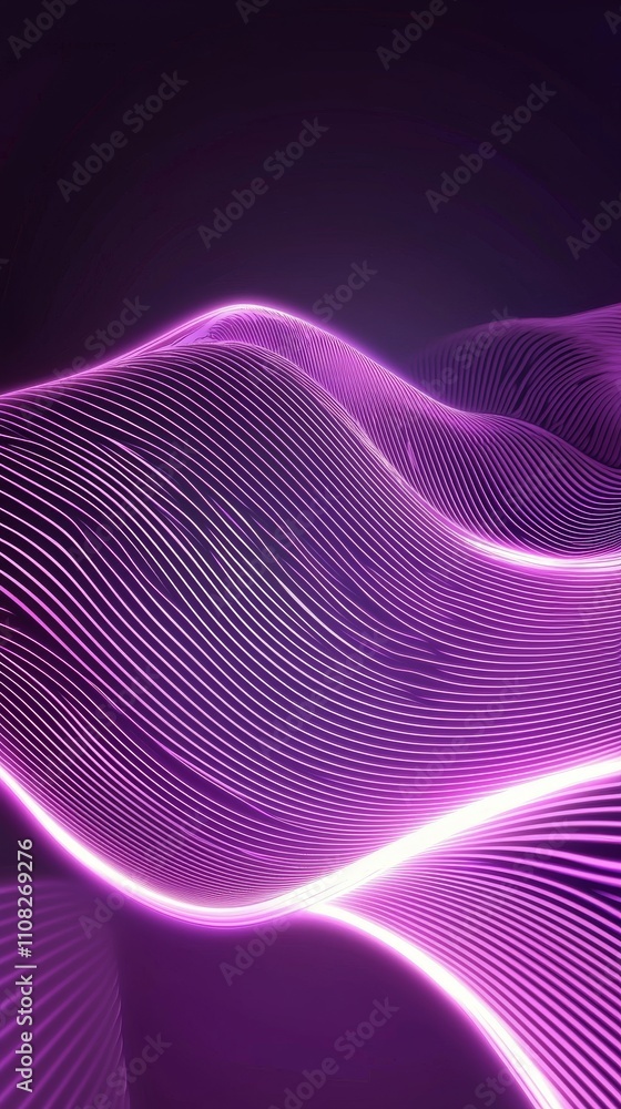 Poster A mesmerizing display of flowing purple light waves creating a dynamic and ethereal atmosphere.