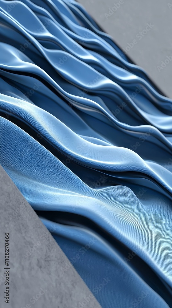 Poster Abstract blue wave patterns create a serene mood, blending textures with smooth curves and a tranquil color palette.