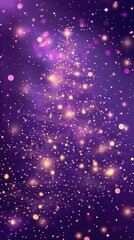 Fototapeta premium A dazzling Christmas tree of glitter and lights, illuminated against a purple festive backdrop, with a golden bokeh sparkle.