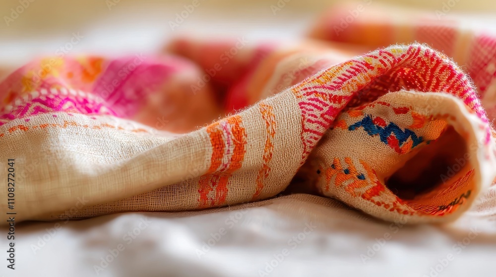 Aufkleber soft colorful fabric with intricate patterns and textures
