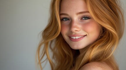 Fototapeta premium Happy Blonde Woman Smiling with a Natural and Radiant Expression