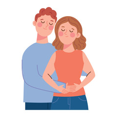 man and woman hugging characters