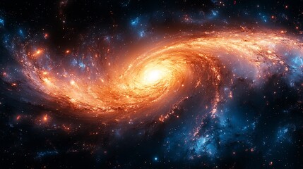 Obraz premium Panoramic shot of a galactic collision with intricate interactions between galaxies