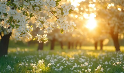 Blossoming trees in springtime