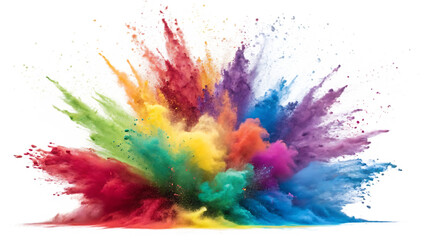 Fototapeta premium set of colorful paint explosion isolated on white background as transparent. PNG. AI GENERATED.