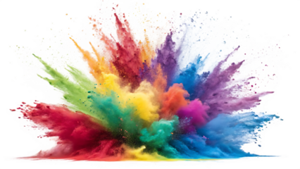 set of colorful paint explosion isolated on white background as transparent. PNG. AI GENERATED.