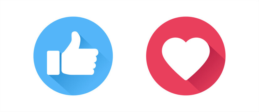 Thumbs and heart icon. Vector love and love icon. Like and like buttons ready for websites and mobile apps. Vector 10 eps.
