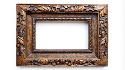 Ornate Wooden Picture Frame with Intricate Carvings for Displaying Artwork or Photographs