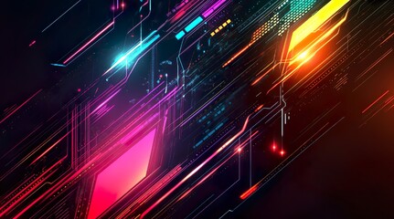 Abstract Futuristic Digital Neon Lines