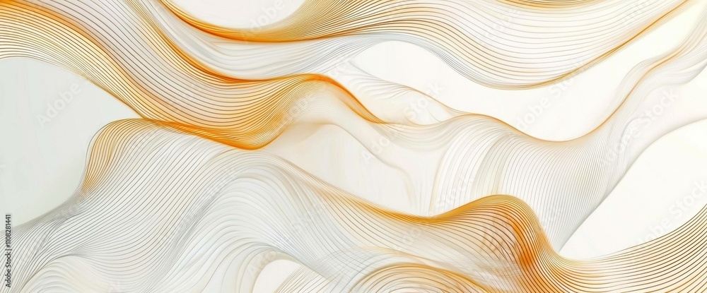 Poster abstract flowing lines in soft hues of orange and white creating a sense of motion and elegance. per