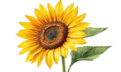 Obraz premium illustration of sunflower flower. watercolor