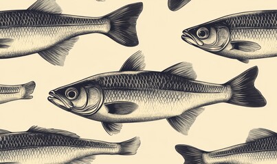 seamless pattern with fish. vector background