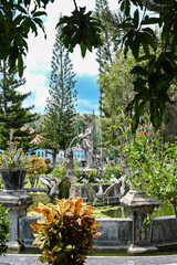 Balinese fountain surrounded by gardens, Bali, Indonesia