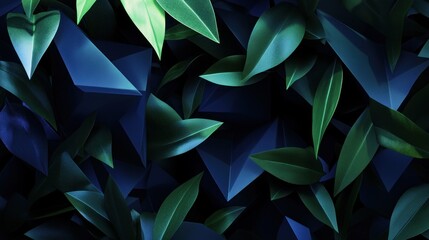 Obraz premium Abstract Green and Blue Leaves
