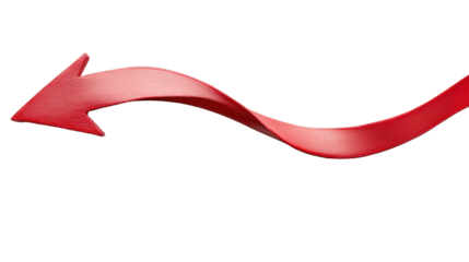 A sleek, red arrow curves dynamically against a white background, suggestive of movement and direction.