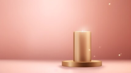 Golden Candle on a Pink Background Display