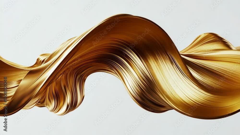 Poster golden wave of smooth texture flows gracefully across a light background in an artistic display of d