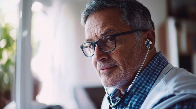 Compassionate care healthcare professional engaging with patient in bright home office