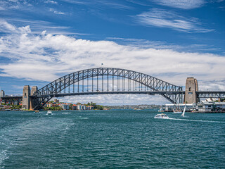 Fototapeta premium Iconic Harbor Bridge View From Sea