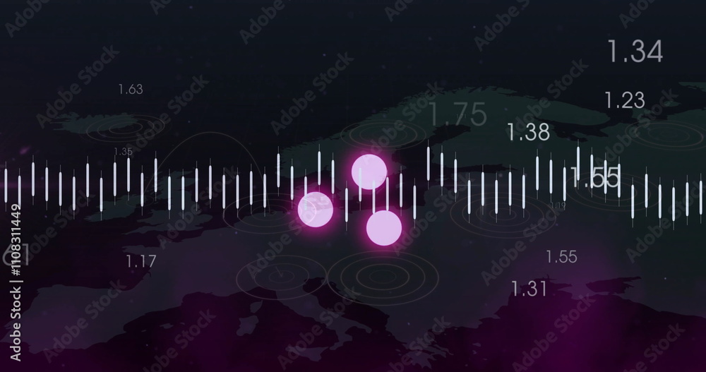 Poster data points and numerical values image over map of europe