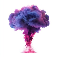 Fototapeta premium Vibrant Explosion of Colorful Smoke Cloud in White Background Capturing Dynamic Motion and Abstract Artistry