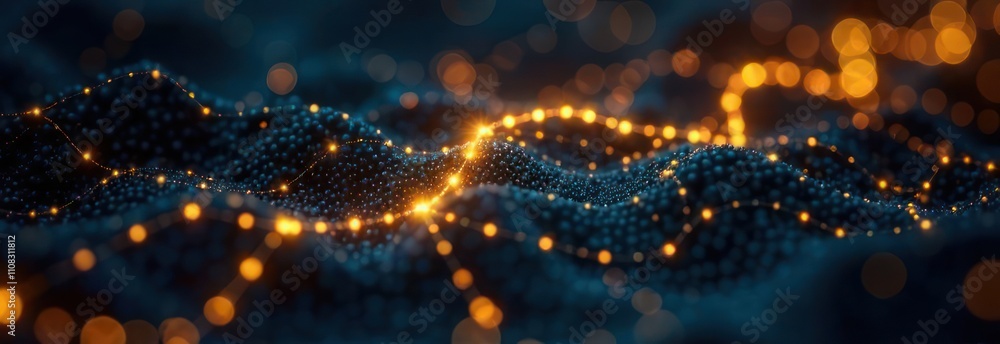 Poster technological backdrop, innovations and science. banner composition of interconnected holographic en