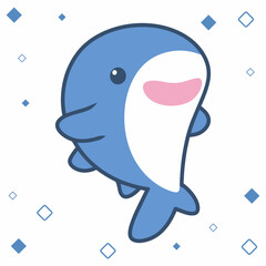 Cute Happy Whale Cartoon illustration Sticker emote Clip Art