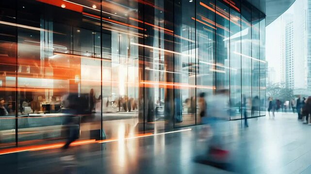 Business people walking at office building