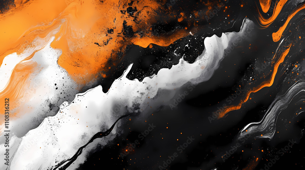Canvas Prints abstract grainy background, dark dynamic banner backdrop orange white black glowing color gradient c