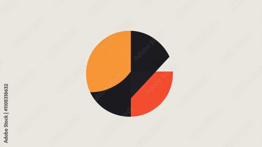 Poster create a minimalist logo using only geometric shapes and two colors.