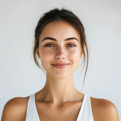 A smiling woman with cleen background