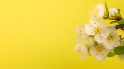 White Blossoms Against A Vibrant Yellow Background