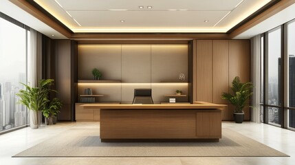 Modern Office Interior with City View