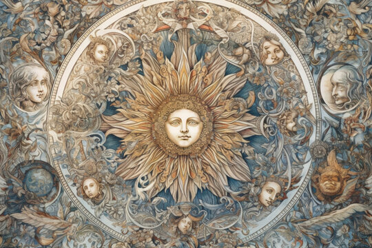 Image of the ancient Slavic pagan god of the sun Yarilo., watercolor style, 